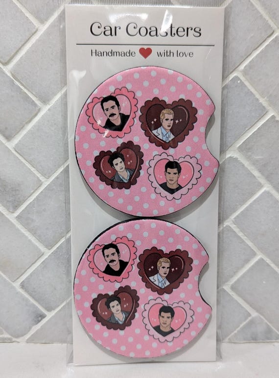 Men of Twilight Love Hearts Loca Set of 2 Car Coasters, Twilight Fan Merch Gift, Forks Washington, New Car Driver Gift, Twilight Lover Gift