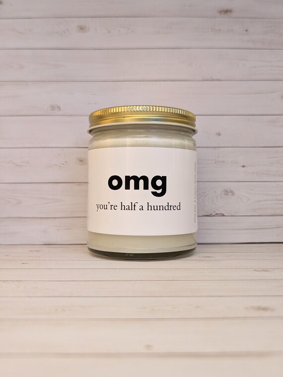 50th birthday candle, half a hundred candle gift, gift for her, gift for him, happy 50th birthday candle, rude candle gift, gag gift friend