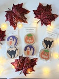 Halloween Sugar Cookie Inspired Set of 2 Coasters, Car Accessories, Retro Halloween Ghost, Pumpkin, Black Cat Coasters, Summerween