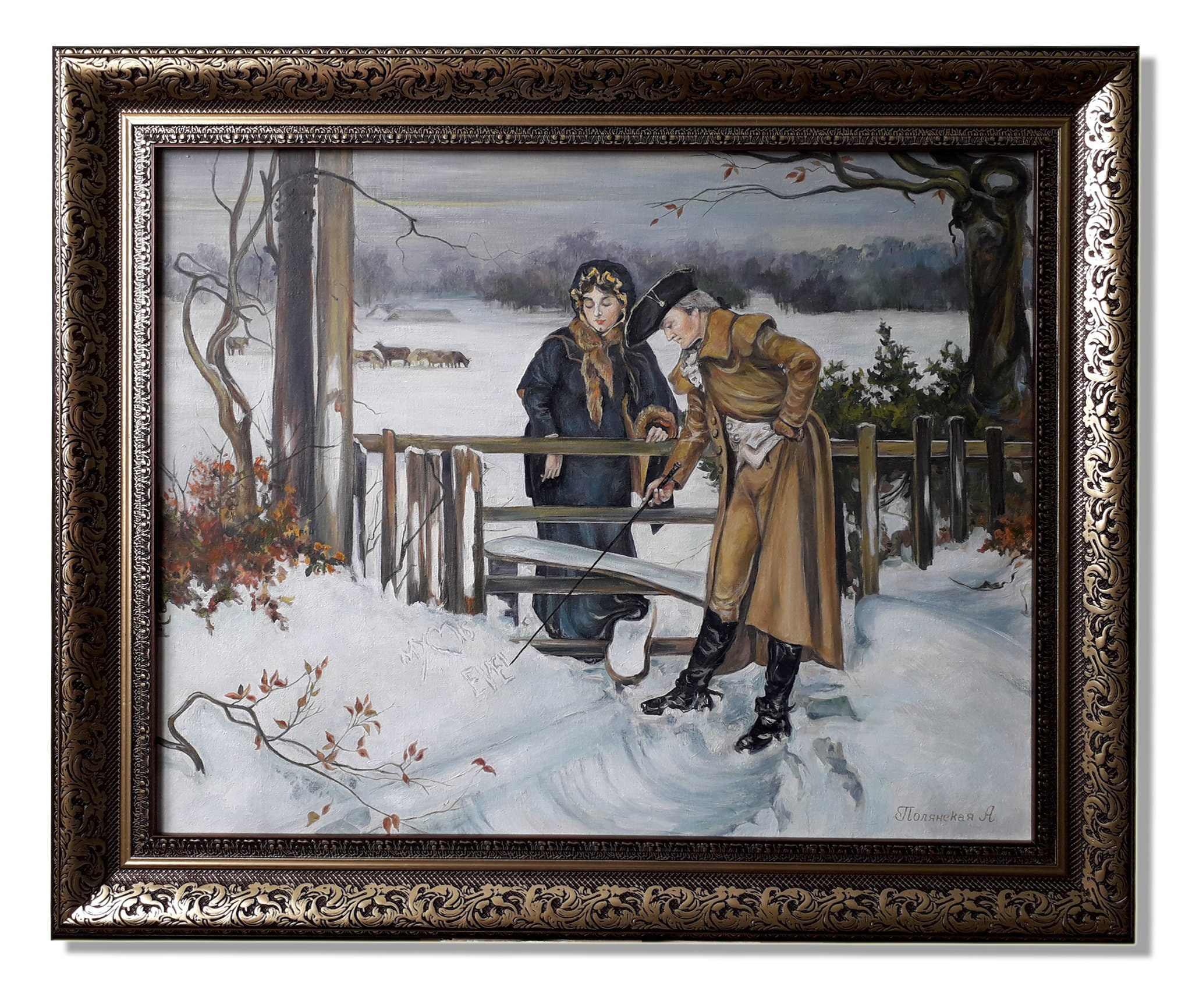 Couple Painting Love Painting Farm Landscape Vintage Wall Art | Etsy