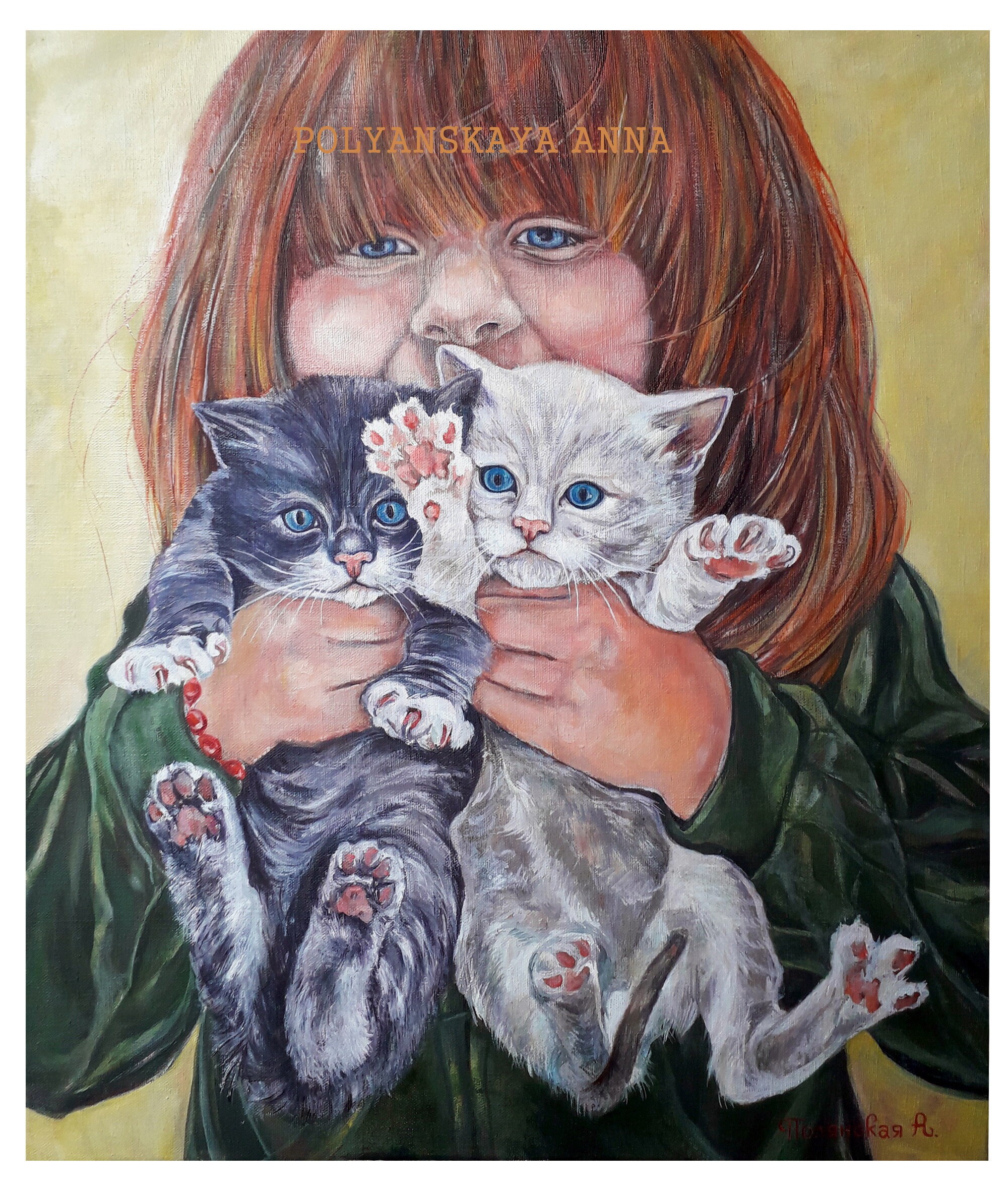 Girl with Cat Portrait Original Painting Oil on Canvas Etsy