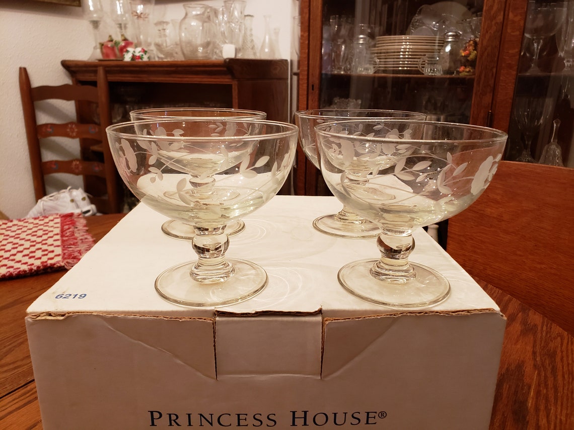Vintage Princess House Crystal Dessert Dishes Set of 4 New in Etsy