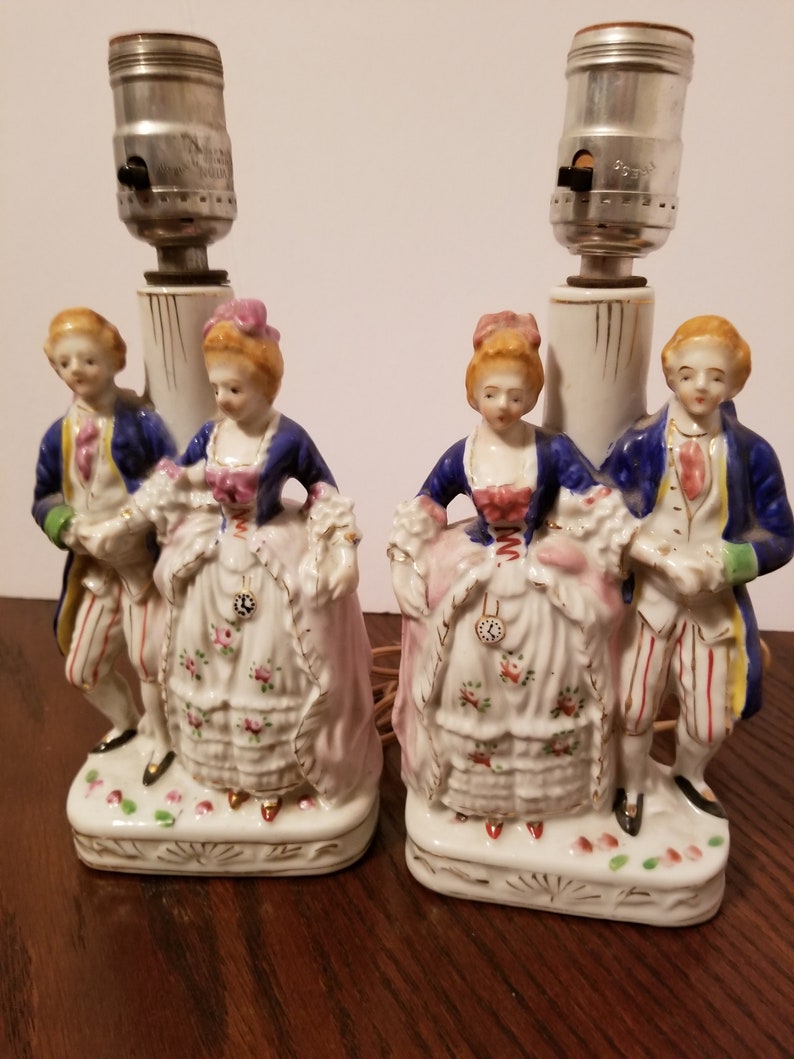 Vintage Occupied Japan Pair of Lamps Colonial Man and Women Etsy