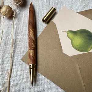 Kugelschreiber | Rollerball aus Holz mit Messingkappe, handgemachtes Geschenk zum Geburtstag oder Weihnachten, individuelle Gravur