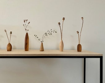 Vase en bois, vase à fleurs séchées, vase en bois pour fleurs séchées