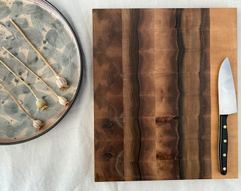 Cutting board made of end grain wood, end grain board, serving board end grain in walnut, cherry, oak, apple