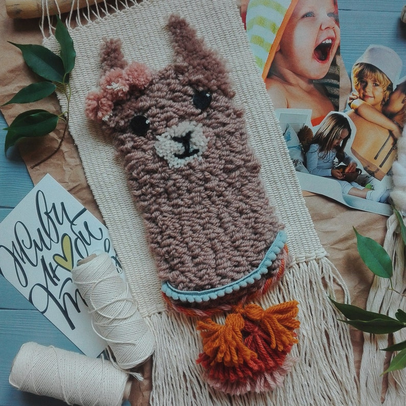 Alpaca wallhanging woven wall decor nursery kids room