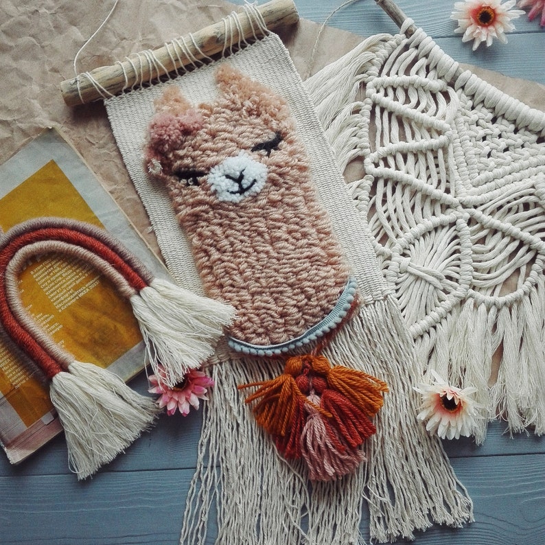 Alpaca wallhanging woven wall decor nursery kids room macrame Etsy