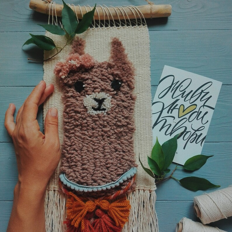 Alpaca wallhanging woven wall decor nursery kids room macrame Etsy