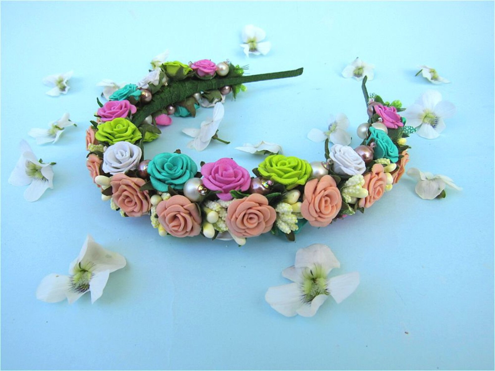 Ukrainian flower crown wreath Roses Ukraine national hair Etsy