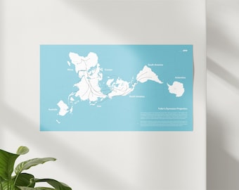 Dymaxion World Map Print, Buckminster Fuller Projection, Human Migration Poster, Ancient History Wall Art | Rolled delivered panoramic print