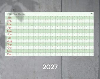 2027 Wall Calendar Large Year Planner Poster, Annual Wall Planner for Office and Home, Family Planner | Rolled Panoramic Print