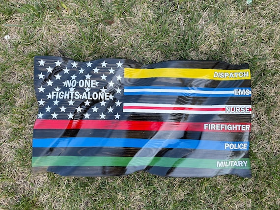 No One Fights Alone Flag Wooden Flag Wavy American Flag - Etsy