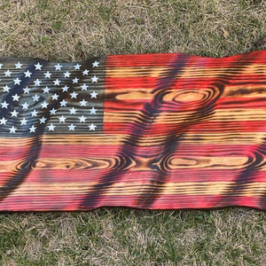 Wavy Wooden Flag | American Flag | Military Gift