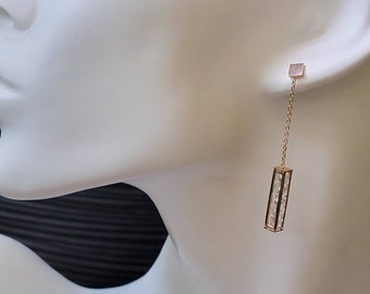 Rose Gold Earrings, Sparkly Earrings, Cubic Zirconia Earrings, Stud Earrings, Dainty, Statement Earrings, Boho Earrings, Thread Earrings