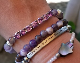 Ametist Topas Armband, Topas Armband, Ädelstensarmband, Kristallarmband, Topas, Unikt, Ametist Armband, Blomma, Ametist