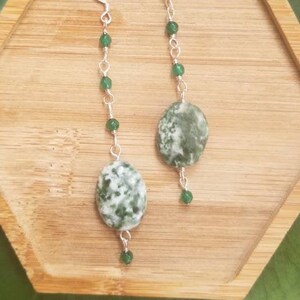 Moss Agate Dangle Earrings, Moss Agate, Green Earrings, Gemstone Earrings, Moss Agate Earrings, Boho earrings, Earrings, One of a Kind