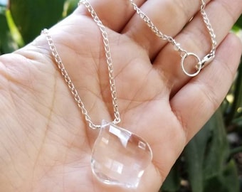 Sterling Silver Necklace, Clear Quartz Necklace, Clear Quartz, Gemstone Necklace, Quartz, Boho Necklace, Clear, Quartz Necklace, Crystal