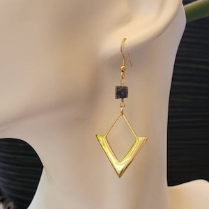 Lapis Lazuli Earrings, Gold Earrings, Silver Earrings, Statement Earrings, Stainless Steel, Boho Earrings, Lapis Earrings, Gemstone Earrings