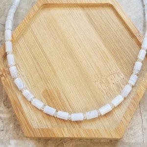 Blue Lace Agate Choker, Gemstone Necklace, Blue Lace Agate Necklace, Crystal Necklace, Crystal Choker