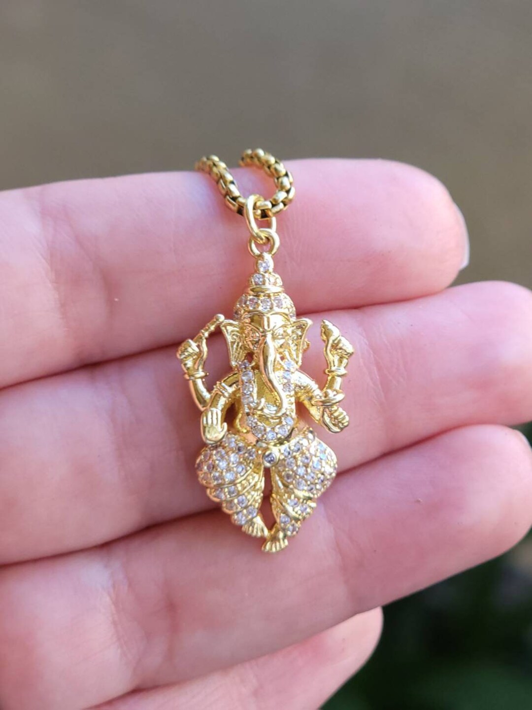 Gold Necklace, Ganesh Necklace, Elephant, Boho Necklace, Lord Ganesh