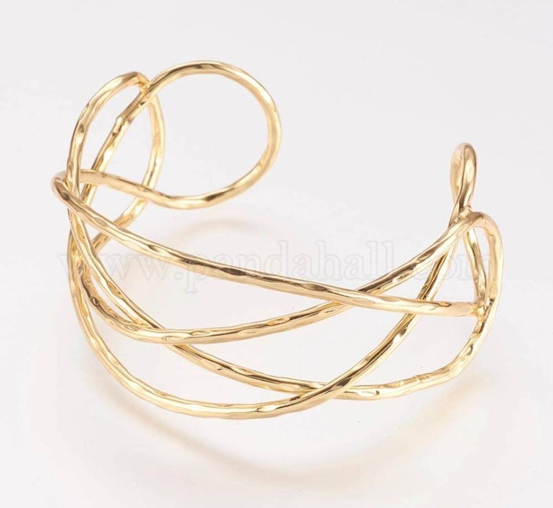 18k GP Brass Cuff Bracelet Cuff Bracelet Adjustable Etsy