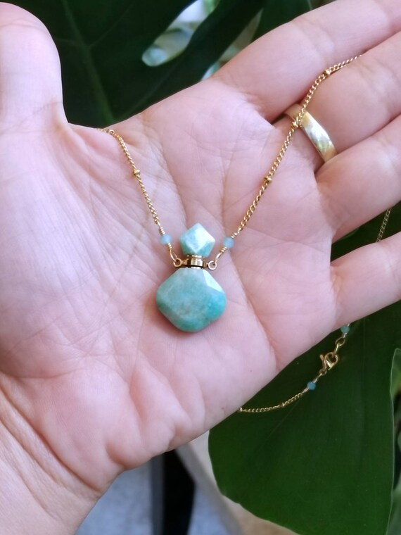MINI Amazonite Perfume Bottle Necklace 