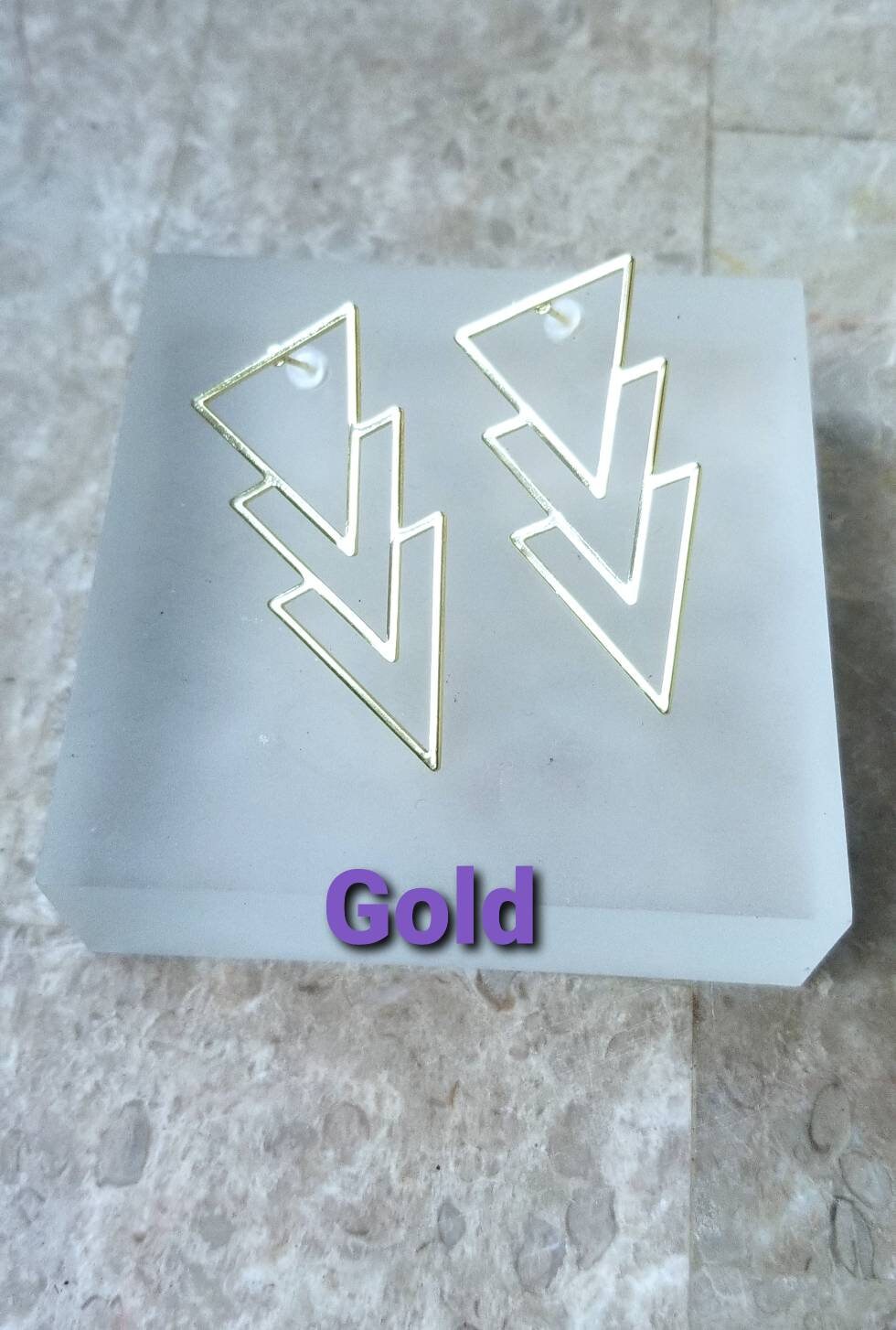 Triangle Earrings, Silver, Gold, Rose Gold, Statement Earrings, Boho ...