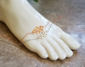 Fotlänkar i sterlingsilver, fotlänk i lotusblomma, fotlänk i roséguld, silverfotlänk, elegant fotlänk, fotlänk, lotusblomma