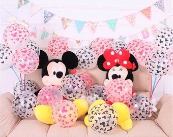 30pcs 12 "Palloncini Disney Logo Topolino / Palloncino per feste di compleanno di Topolino / Decorazione per feste per bambini / Palloncini trasparenti / Palloncini trasparenti / Regali per bambini