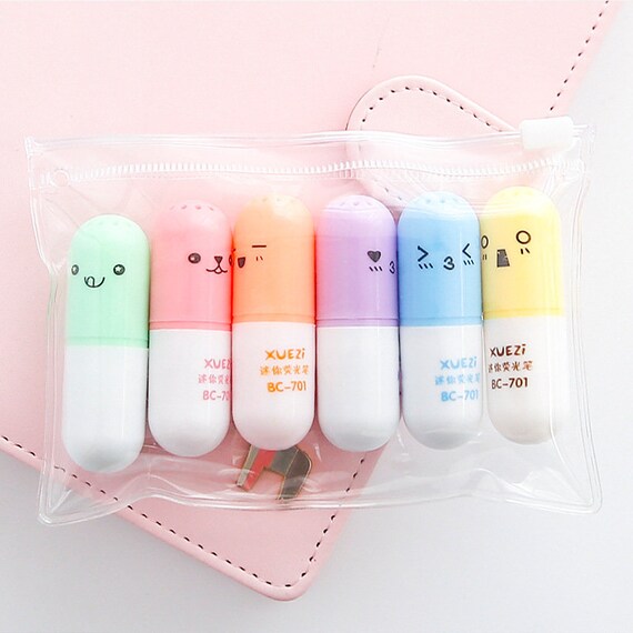 6Pcs Cute Bear Highlighters Markers - Bear Pen Cute Highlighters