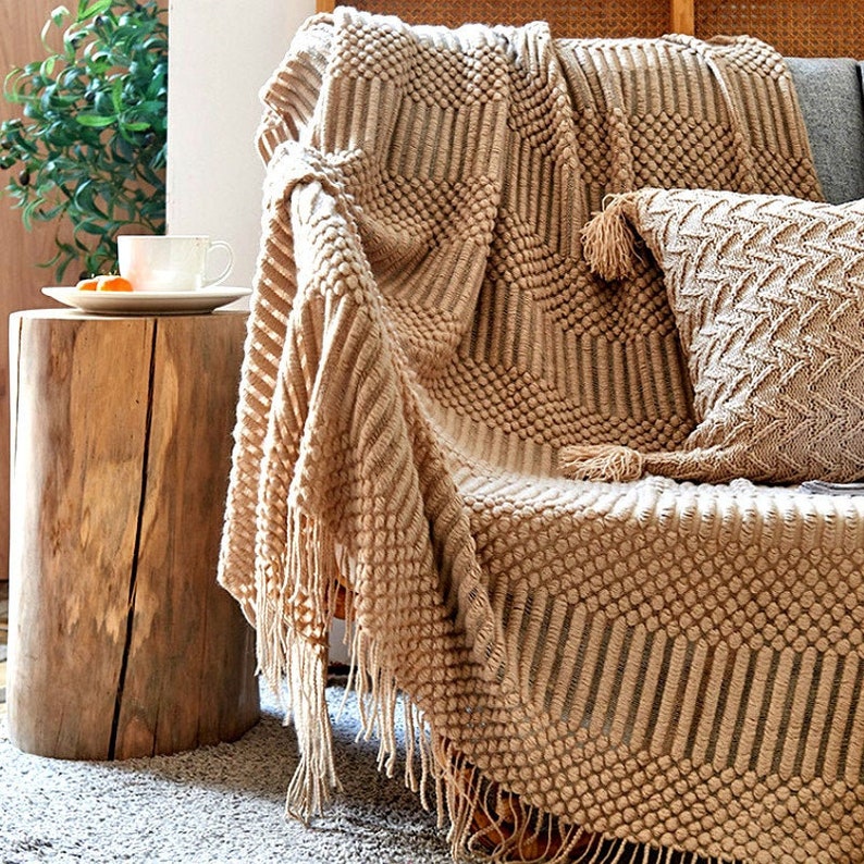 Soft Nordic Knit Blanket Throw Couch Sofa Shawl Travel Etsy