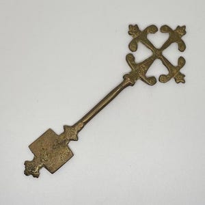 Vintage Brass Hand-Held Ethiopian Religious Coptic Cross