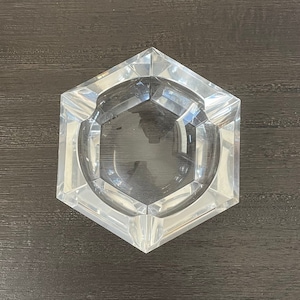 Mid-Century 1960s Clear Cut Crystal Hexagon Shaped Ashtray