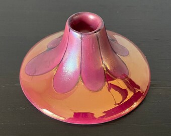 Single Iridescent Purple & Cranberry Ceramic Candle Holder