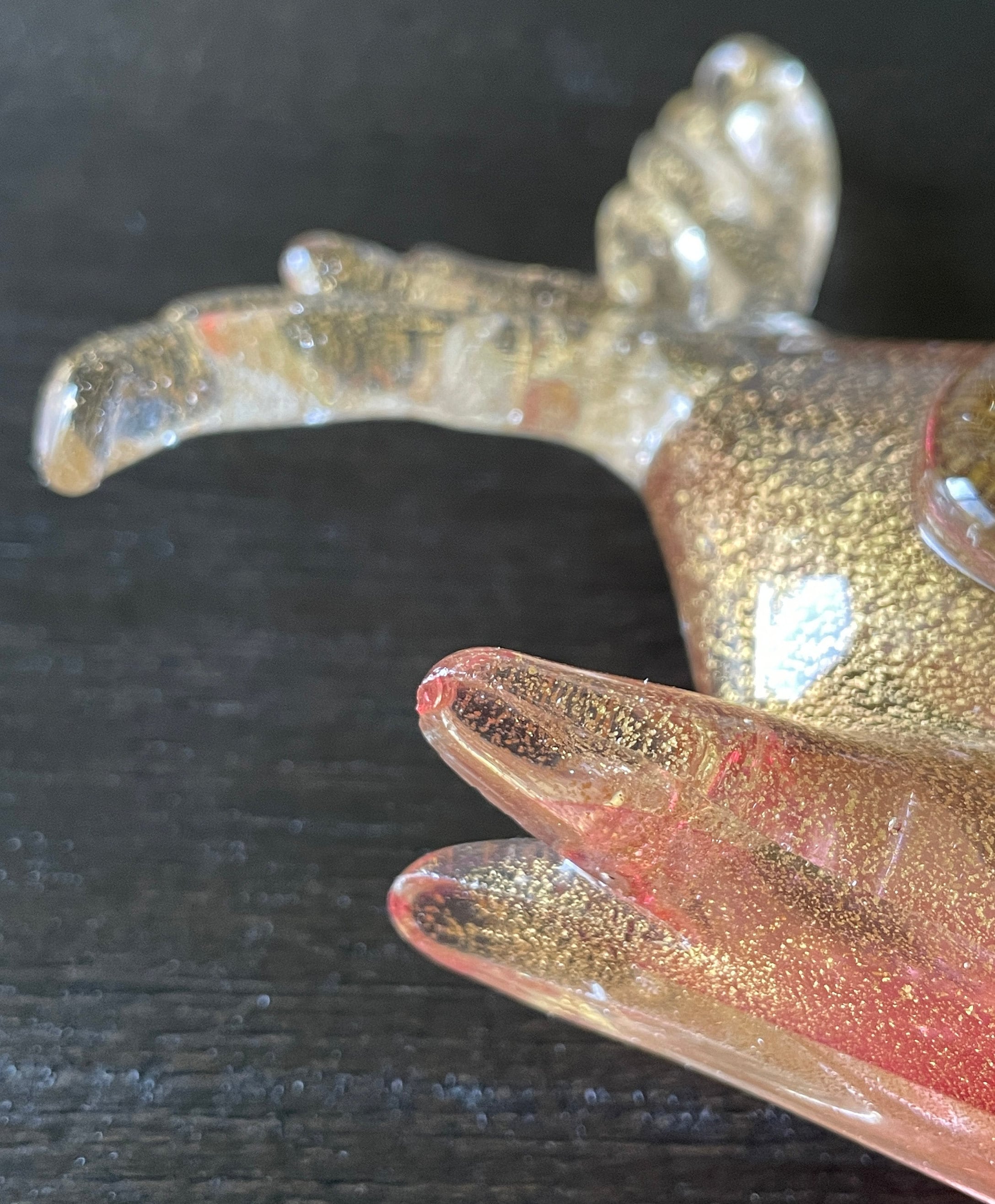 Seguso Murano Sommerso Pink & Gold Aventurine Italian Art