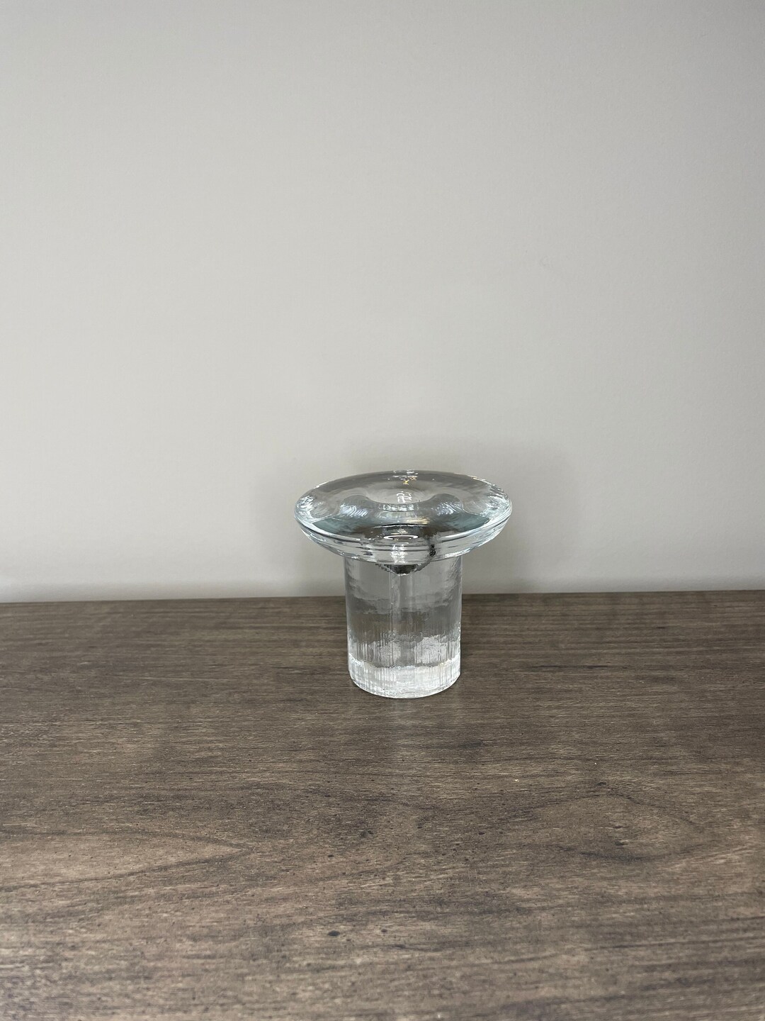 Single Vintage Blenko Clear Glass Mushroom Candle Holder Etsy