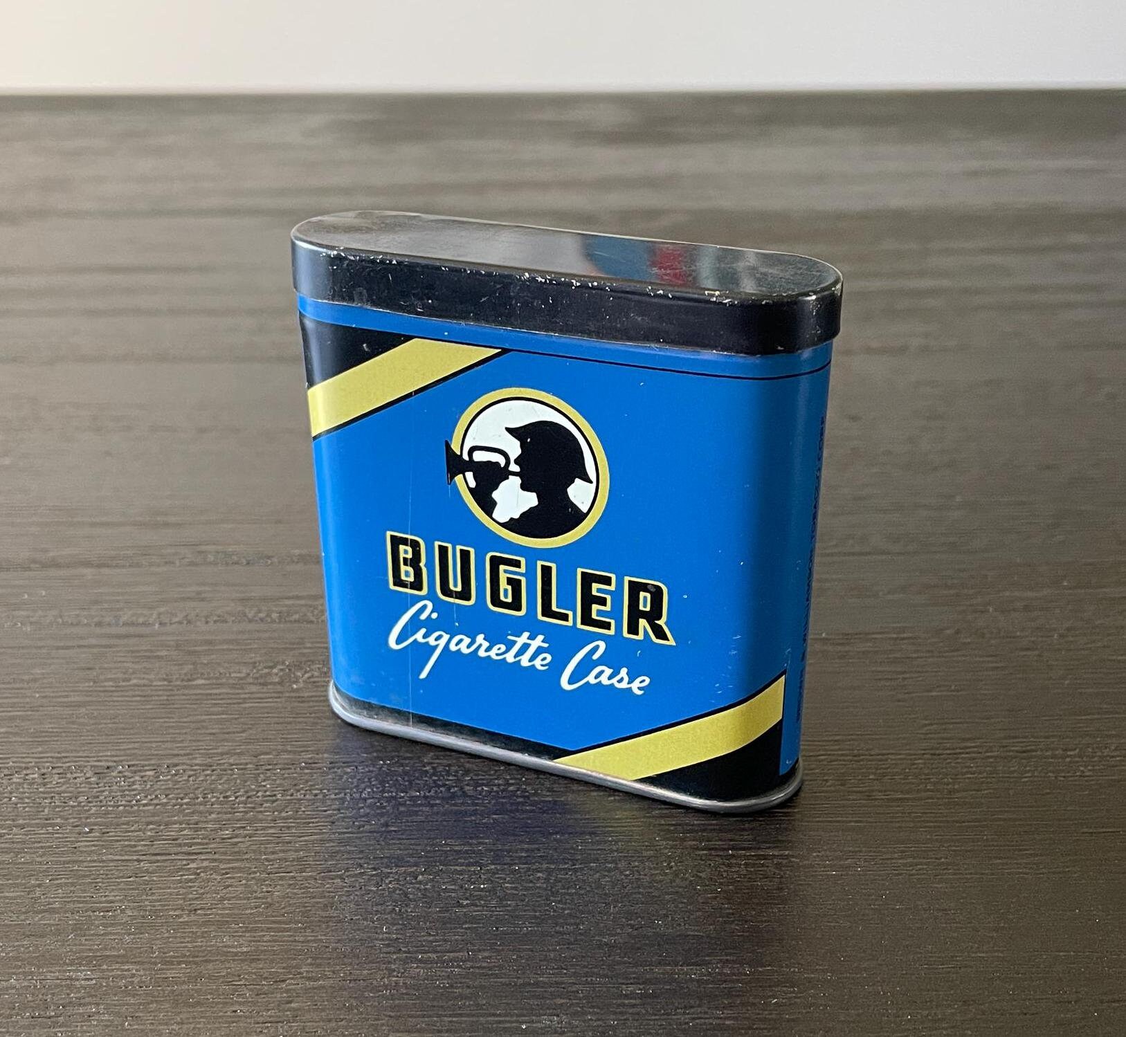 Antique Blue Bugler Cigarette Case Tin