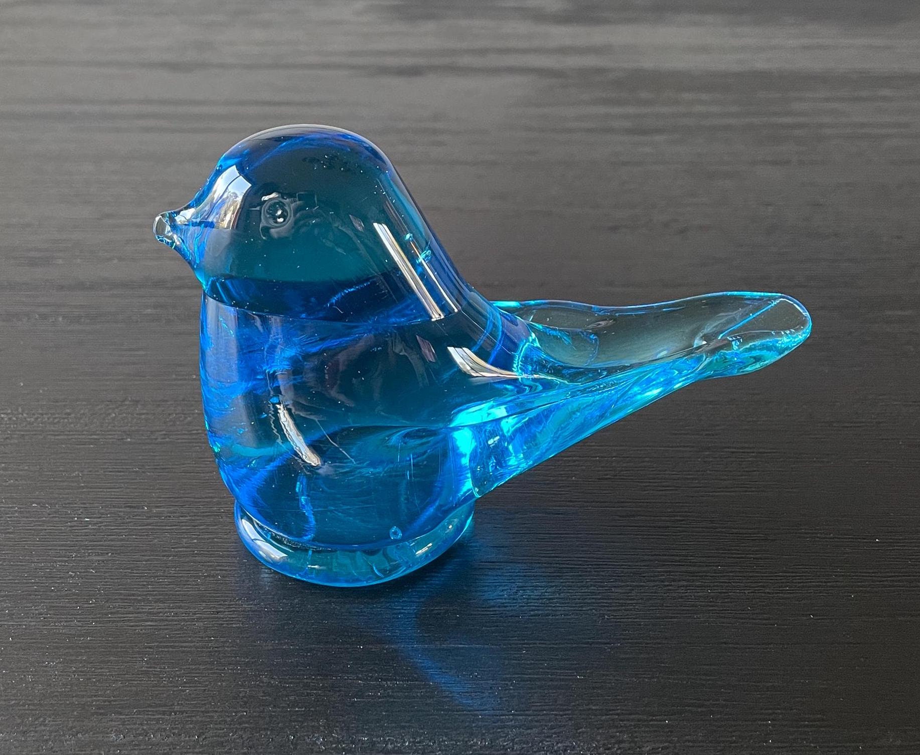 Large Vintage Leo Ward 1994 Terra Studios Glass Blue Bird of