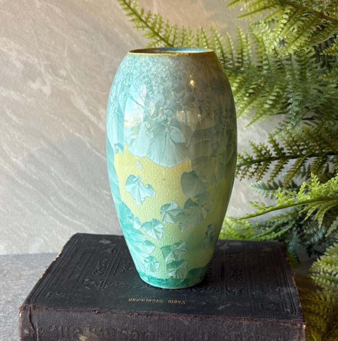 Handmade Green & Blue Crystalline Studio Pottery Vase AS-IS - Etsy