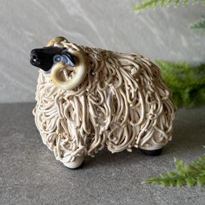 Vintage Handmade Spaghetti Pottery Sheep Figurine Artist Signed