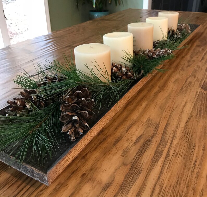 Centerpiece tray Rustic centerpiece tray Holiday centerpiece Etsy