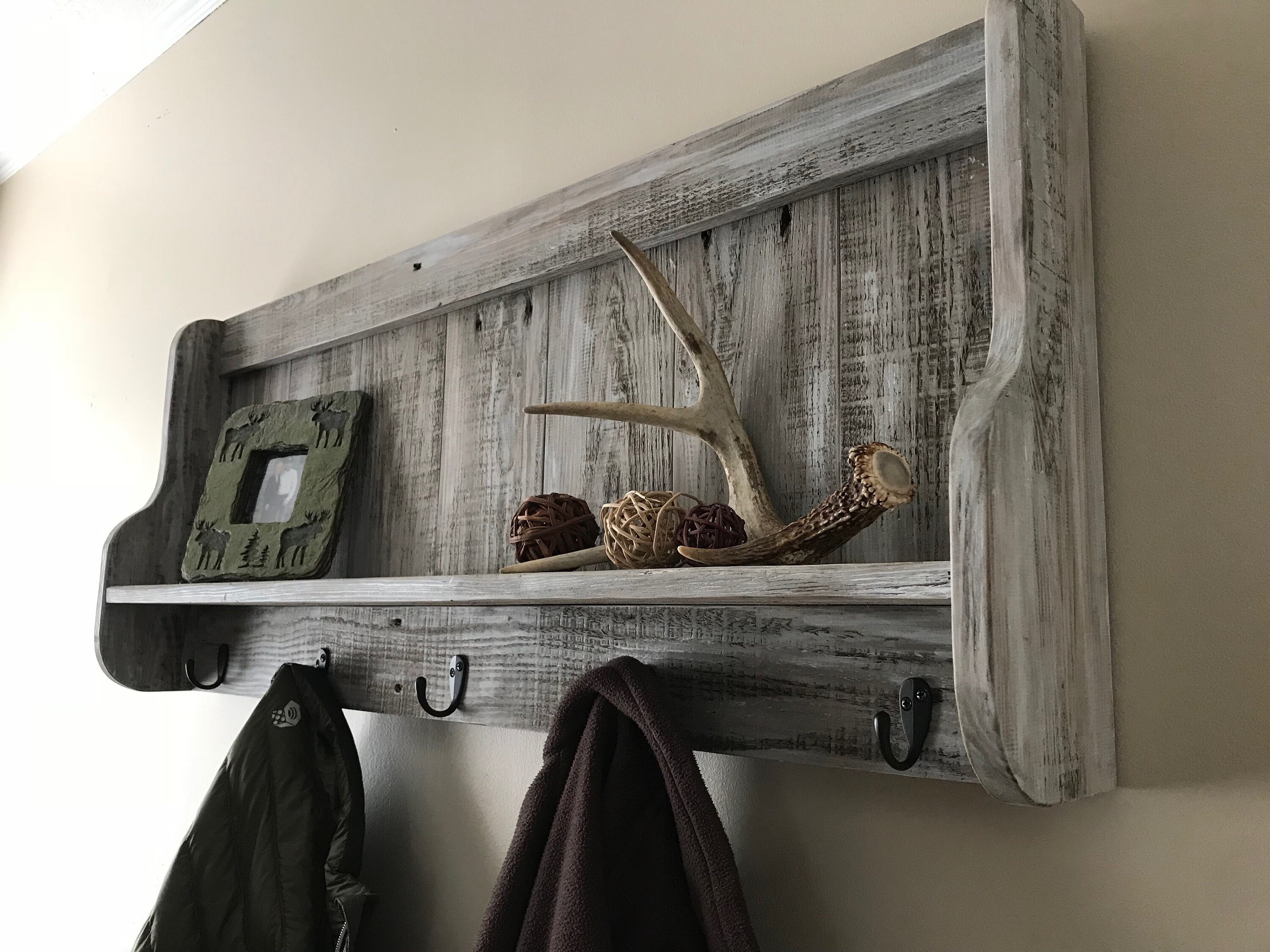 Rustic Coat Rack With Shelf Farmhouse Coat Rack Entry Coat Etsy