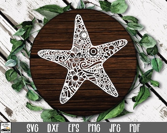Starfish Mandala SVG File - Mandala Starfish SVG Cut File - Clip Art - Printable Art Print - Cutting Files - Starfish Cut File
