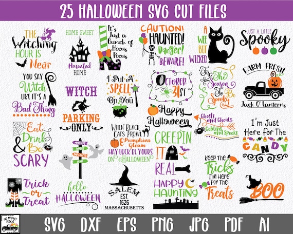 Halloween Svg Cut File Bundle 25 Halloween Images Clip Art Etsy