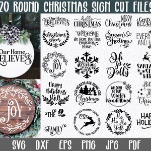 Ronde kerstborden SVG-bundel - kerst-SVG-bundel - ronde SVG-bestanden - 20 gesneden boerderijbestanden - illustraties - afdrukbare kunstprint