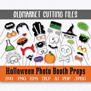 Halloween Photo Booth Props and Decorations - SVG Cut File - DxF - PnG - JPeG - PdF - EpS - AI - Over 40 Images - INSTaNT DOWNLoAD