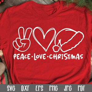 Frieden Liebe Weihnachten SVG-Datei - Weihnachten SVG-Datei - Clip Art - Weihnachtsverzierung Schnitt Datei - Weihnachts-Shirt-Design