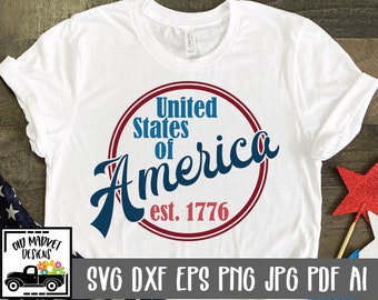 United States of America SVG Cut File - Patriotic SVG - Clip Art - Printable Art Print - Cutting Files - svg - eps - dxf - png - jpg - ai