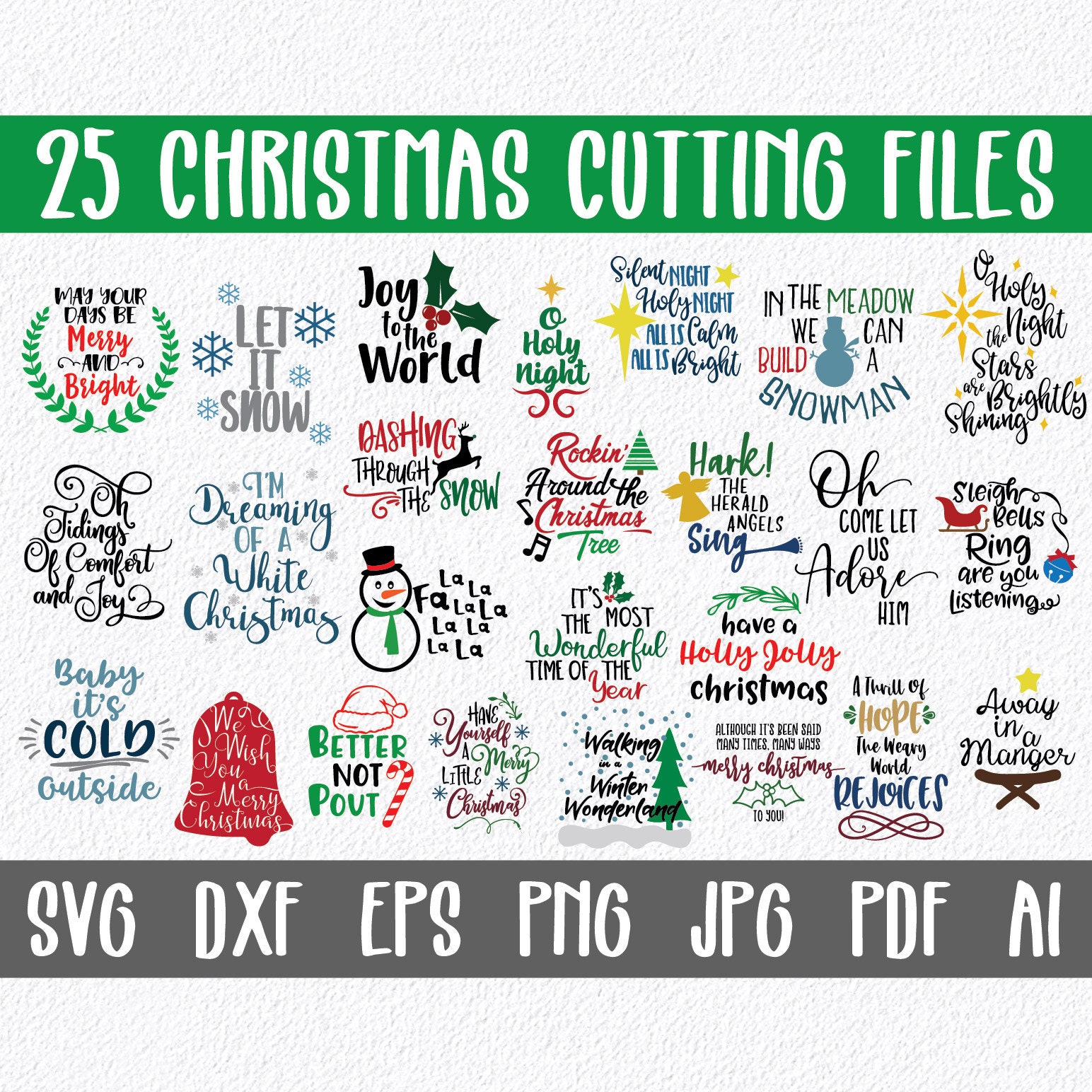 Download Christmas SVG Cut file Bundle 25 Christmas Songs SVG Clip ...